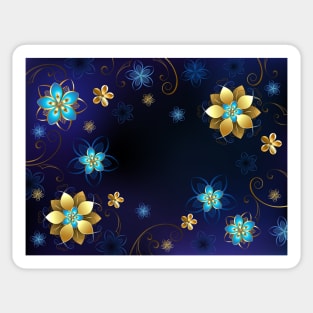 Blue Background with Flowers Sticker